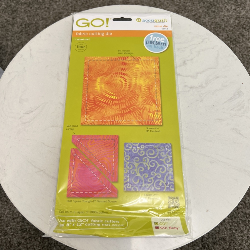AccuQuilt Go! Fabric Cutting Die 55018 4.5" sq 2.5" sq 1/2 sq 2" triangle